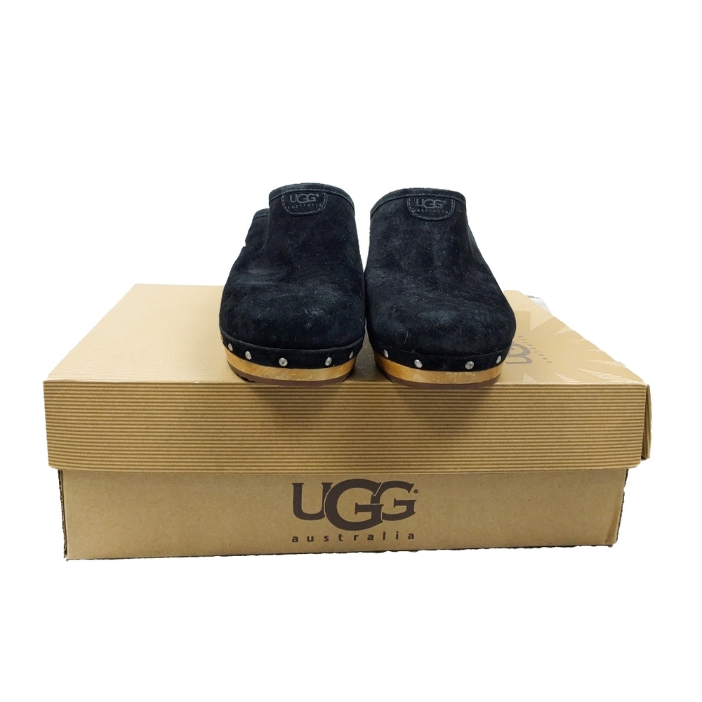 SOLD UGG Abbie $149 Black Sheepskin Clogs in BOX - Picture 5 of 10
